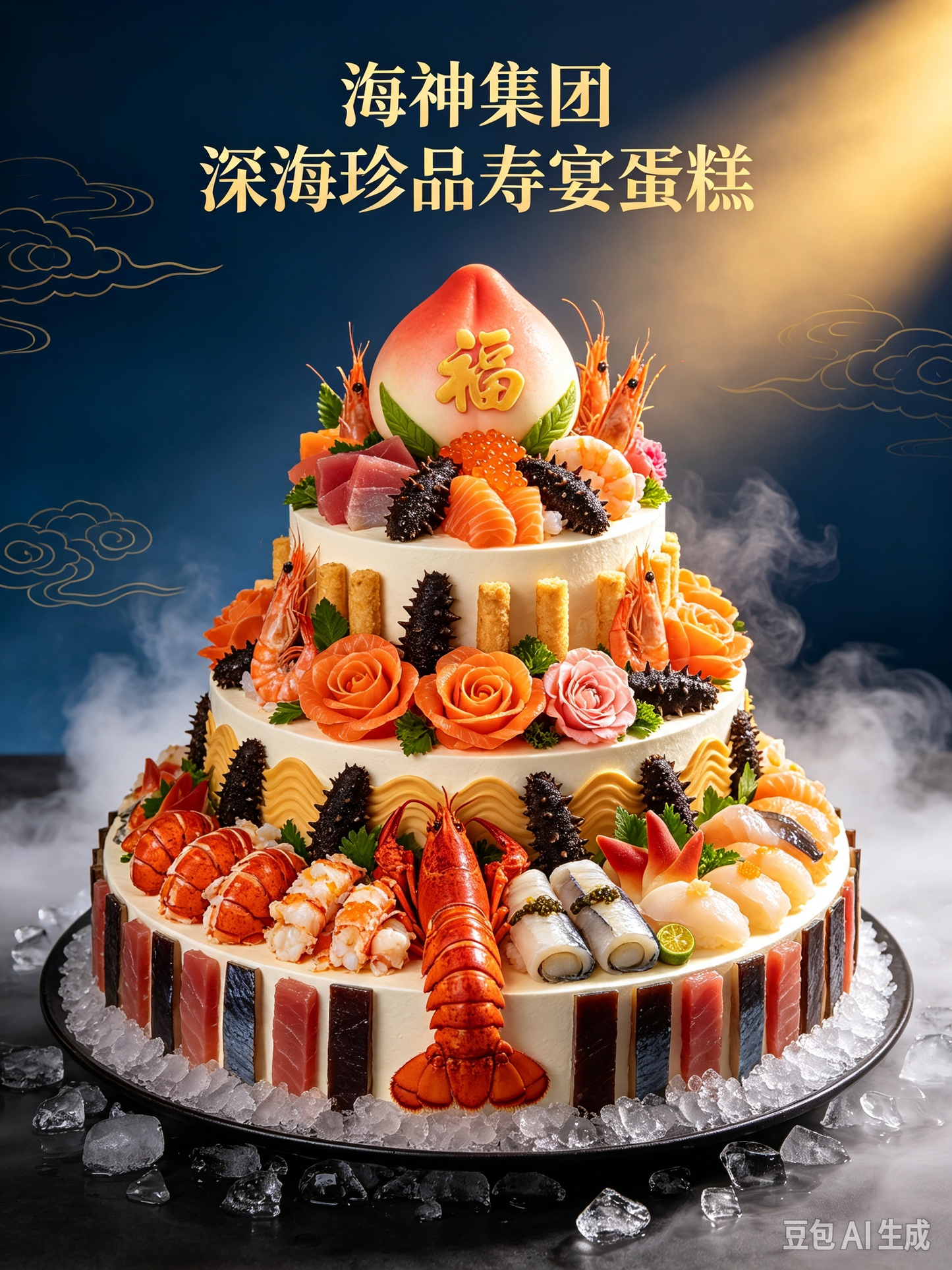 包罗万有【瀚海尊寿】三层至尊海鲜蛋糕🎉(个性化定制)
