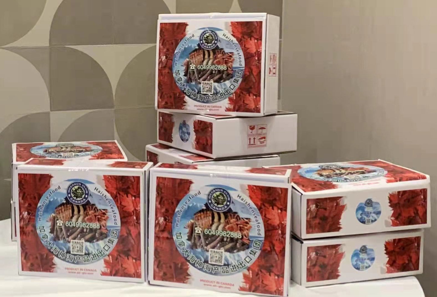 鲜活牡丹虾(特大)；每磅$29.99 ; 每盒（3磅）。开始陆续配送 - 加拿大海神